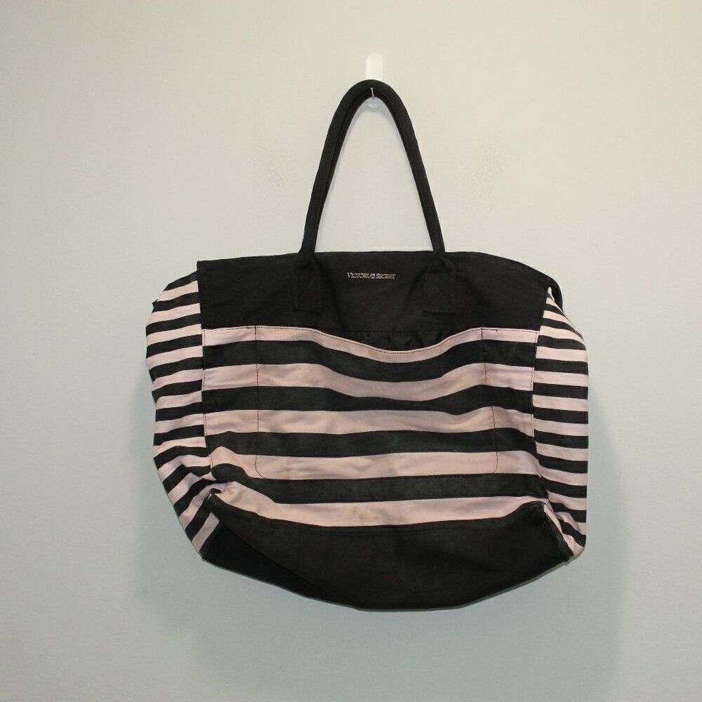 Victoria’s Secret Pink and Black Striped Travel Tote